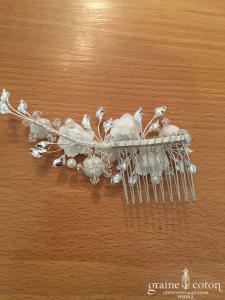 Bianco Evento - Peigne fleurs ivoires et strass
