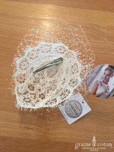 Bianco Evento - Coiffe pince avec voilette dentelle et cristaux