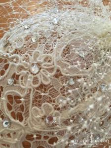 Bianco Evento - Coiffe pince avec voilette dentelle et cristaux