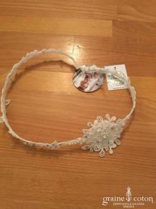 Bianco Evento - Headband bandeau fleur en dentelle et cristaux Swarovski