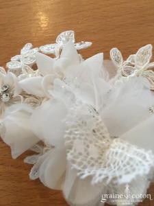 Bianco Evento - Coiffe en dentelle cristaux et perles ivoires