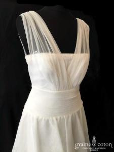 Tadashi Shoji - Création une pièce en tulle fluide ivoire