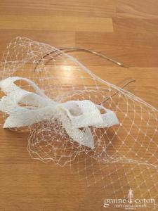 Serre tête avec voilette et noeud en sisal ivoire