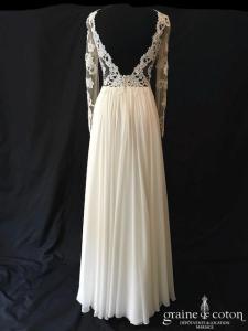 Berta Bridal - Création en dentelle et mousseline de soie ivoire clair