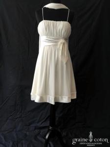 Fashion New York - Robe courte en mousseline ivoire