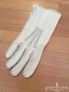 Gants vintage en coton épais crème foncé