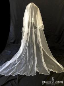 Justin Alexander - Voile en tulle ivoire clair long de 2,50 mètres tulle ivoire surjeté