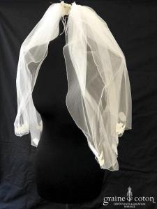 Rosemarie Gabriela - Voile court en tulle ivoire avec guipure de dentelle