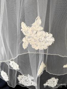 Rosemarie Gabriela - Voile court en tulle ivoire avec guipure de dentelle