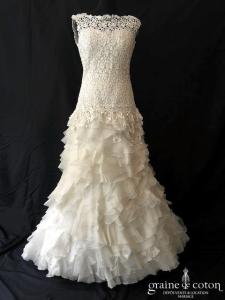 Cymbeline - Robe en guipure de dentelle et organza de soie ivoire