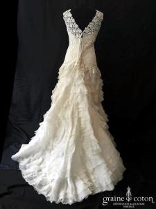 Cymbeline - Robe en guipure de dentelle et organza de soie ivoire