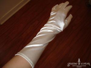 Gants mi longs ivoire satiné