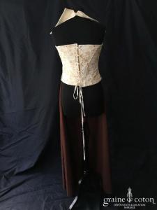 Matrimonia - Ensemble bustier et pantalon ivoire et chocolat
