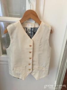 Graine de coton - Gilet en taffetas ivoire pour petit garçon d'honneur doublé en cotonnade japonaise
