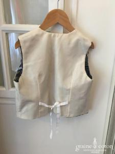 Graine de coton - Gilet en taffetas ivoire pour petit garçon d'honneur doublé en cotonnade japonaise