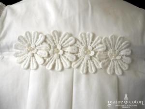 Hibiscus - Robe demoiselle d'honneur petite fille à manches ballon blanche et fleurs en coton