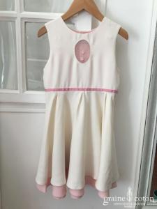 Hibiscus - Robe demoiselle d'honneur petite fille en crêpe rose et ivoire