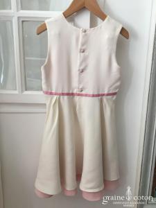 Hibiscus - Robe demoiselle d'honneur petite fille en crêpe rose et ivoire