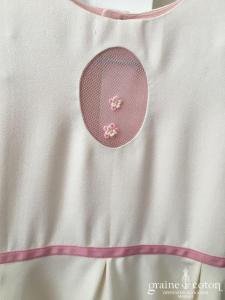 Hibiscus - Robe demoiselle d'honneur petite fille en crêpe rose et ivoire