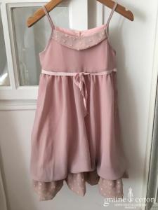 Hibiscus - Robe demoiselle d'honneur petite fille en mousseline rose poudré et fines bretelles