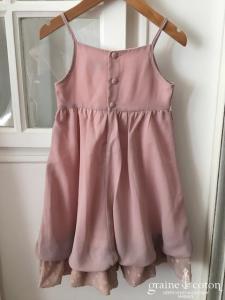 Hibiscus - Robe demoiselle d'honneur petite fille en mousseline rose poudré et fines bretelles