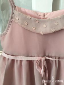 Hibiscus - Robe demoiselle d'honneur petite fille en mousseline rose poudré et fines bretelles