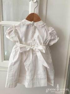 Hibiscus - Robe demoiselle d'honneur petite fille en coton blanc manches courtes ballon avec bloomer