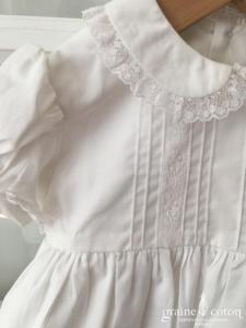 Hibiscus - Robe demoiselle d'honneur petite fille en coton blanc manches courtes ballon avec bloomer