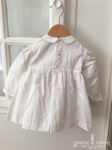 Hibiscus - Robe demoiselle d'honneur petite fille en coton blanc manches longues avec bloomer