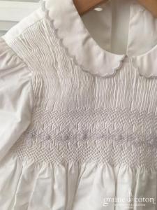 Hibiscus - Robe demoiselle d'honneur petite fille en coton blanc manches longues avec bloomer