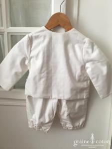 Hibiscus - Ensemble petit garçon blanc et broderies marine