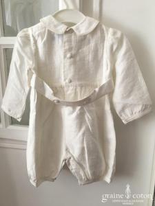 Hibiscus - Ensemble petit garçon combinaison en organza manches longues