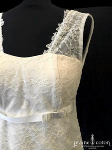 Olghita de Pias - Création en crêpe de soie et dentelle ivoire