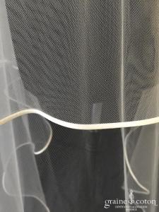 Bianco Evento - Voile double long de 220 cm en soft tulle ivoire bordé de satin