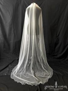 Bianco Evento - Voile simple long de 220 cm en soft tulle ivoire surjeté