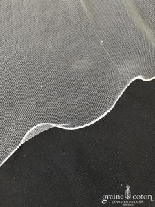 Bianco Evento - Voile double long de 220 cm en soft tulle ivoire surjeté