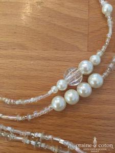 Pronovias - Sautoir à nouer en perles ivoires et transparentes