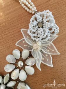 Reminiscence - Headband ou collier en perles et dentelles ivoire