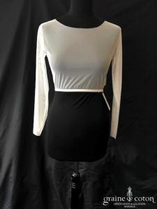 Bianco Evento - Boléro à porter sous les bustiers en tulle stretch ivoire à manches longues