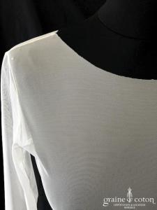 Bianco Evento - Boléro à porter sous les bustiers en tulle stretch ivoire à manches longues