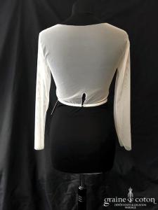 Bianco Evento - Boléro à porter sous les bustiers en tulle stretch ivoire à manches longues