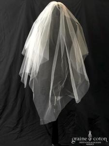 Jesus Peiro - Voile court en tulle ivoire clair brut monté sur serre tête