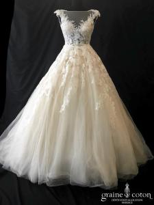 Nicole - Robe en tulle et dentelle champagne