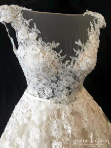 Nicole - Robe en tulle et dentelle champagne