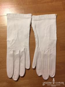Gants courts en cuir blanc
