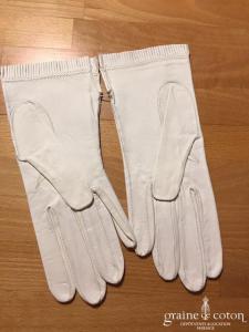 Gants courts en cuir blanc