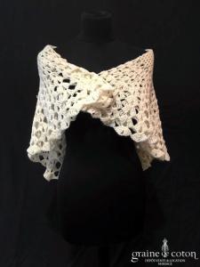 Création maison - Étole / cape / châle en laine crème