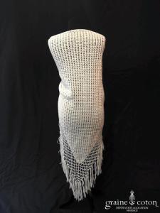 Création maison - Châle à franges en laine blanche irisée