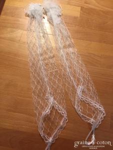 Création - Mitaines mi longues en dentelle strech ivoire clair