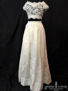 Delphine Manivet - Jupe longue en organza de soie ivoire